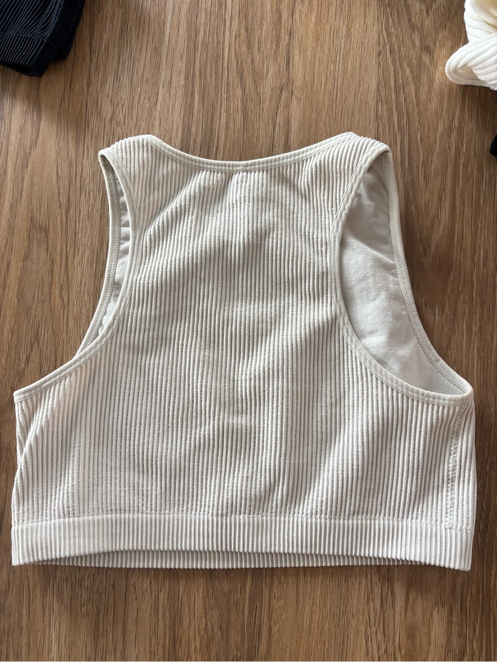 Garage Ribbed Crop Tank Top – Cream - Picture 3 of 4